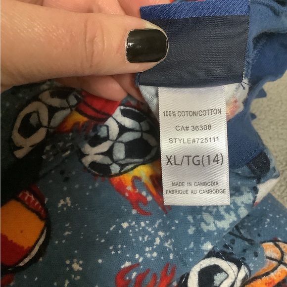🍉Dream waves Boy’s PJs EUC flannel all over sporty print ribbed cuffs, XL 14 - Picture 7 of 7